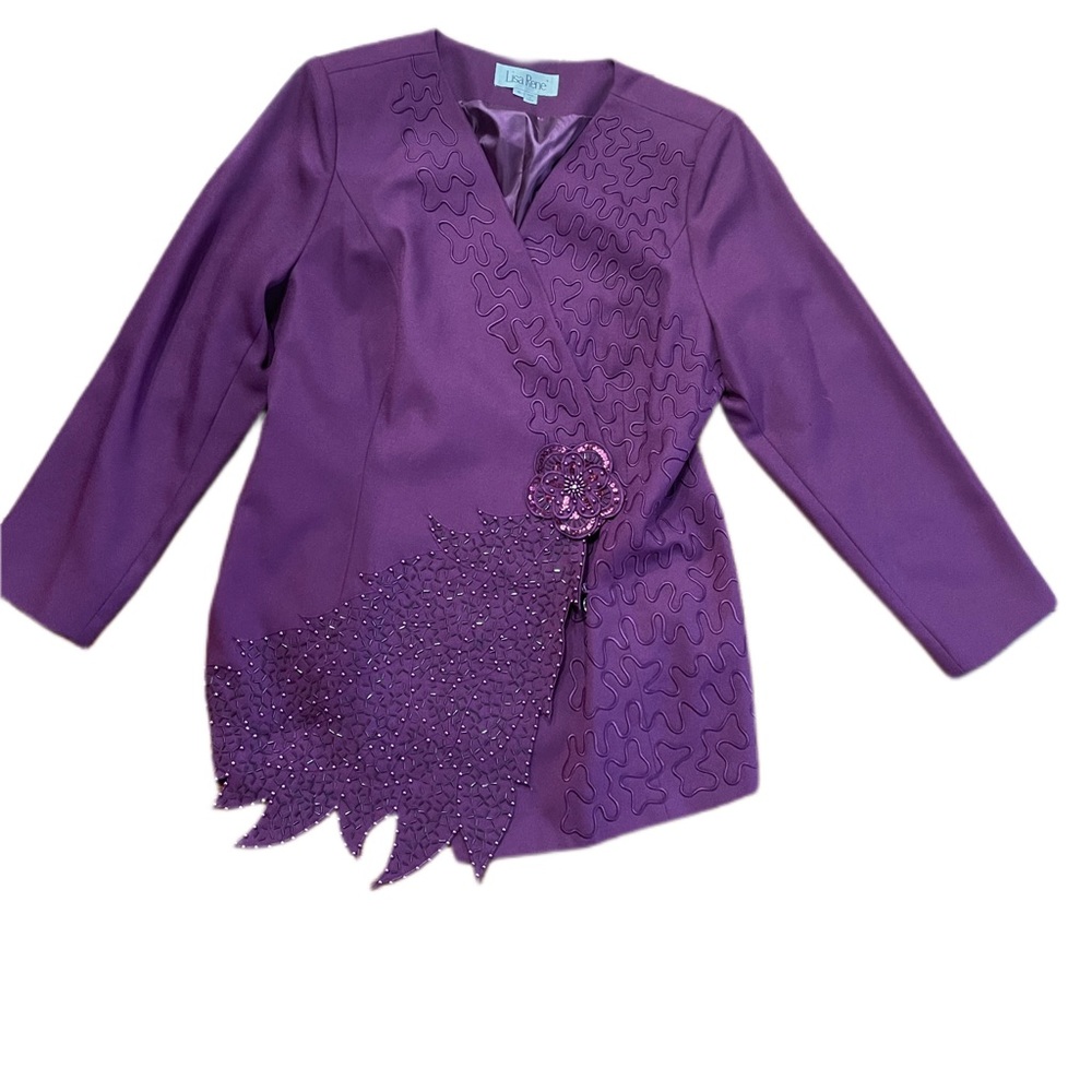 LISA RENE’ 2-PIECE LINED SKIRT SET WITH BEADED DETAILING